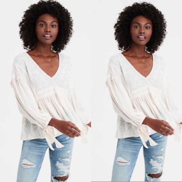 American Eagle Bohemian Embroidered Top S - Picture 1 of 7